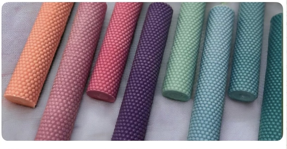Candele stile nido d'ape in diverse colorazioni, 40 x 6 cm, realizzate con lo stampo in silicone