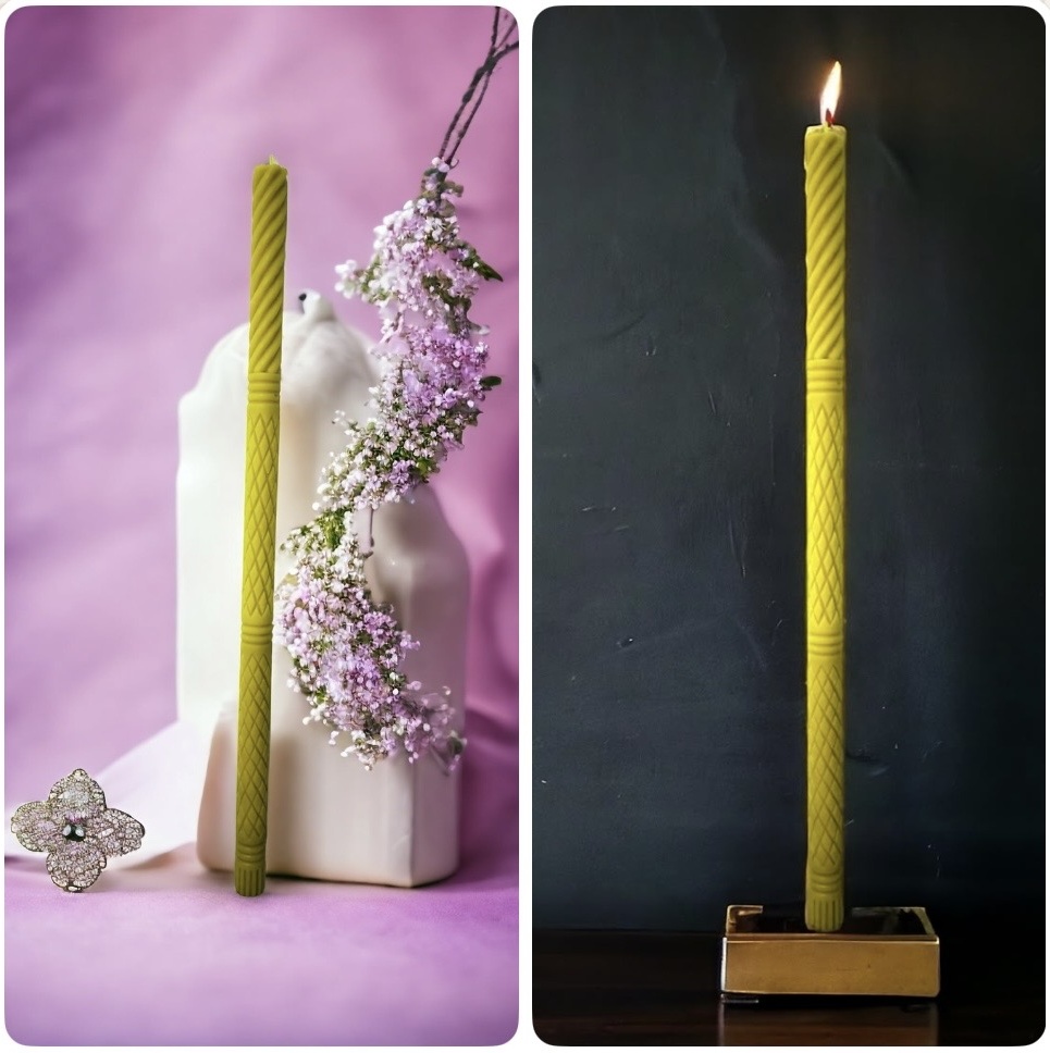 Candela a spirale extra-lunga in cera d'api, 80 x 3,8 cm, realizzata con lo stampo con supporto 3D