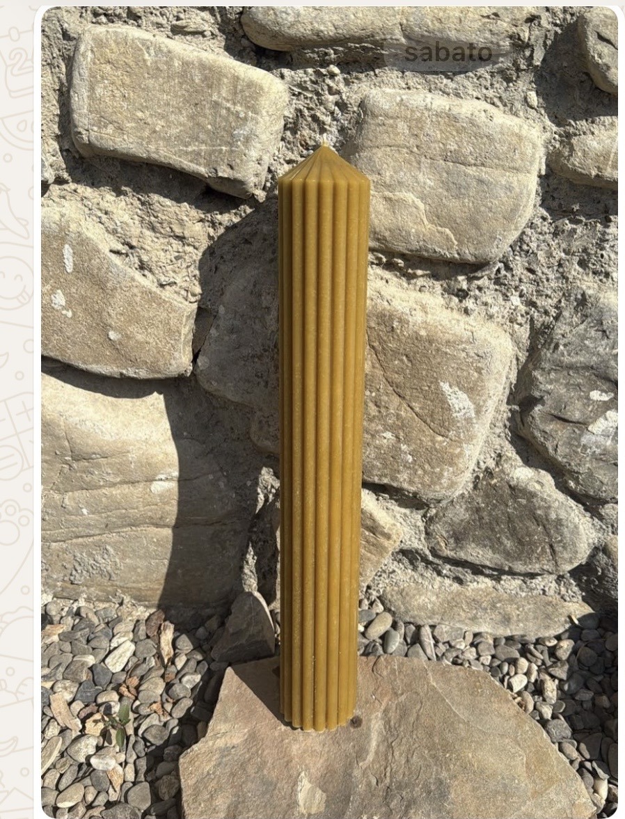 Candela in cera d'api per battesimo o matrimonio, 42 x 6 cm