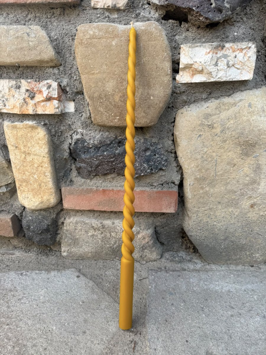 Candela a spirale in cera d'api per Pasqua o comunione, 50 x 2 cm