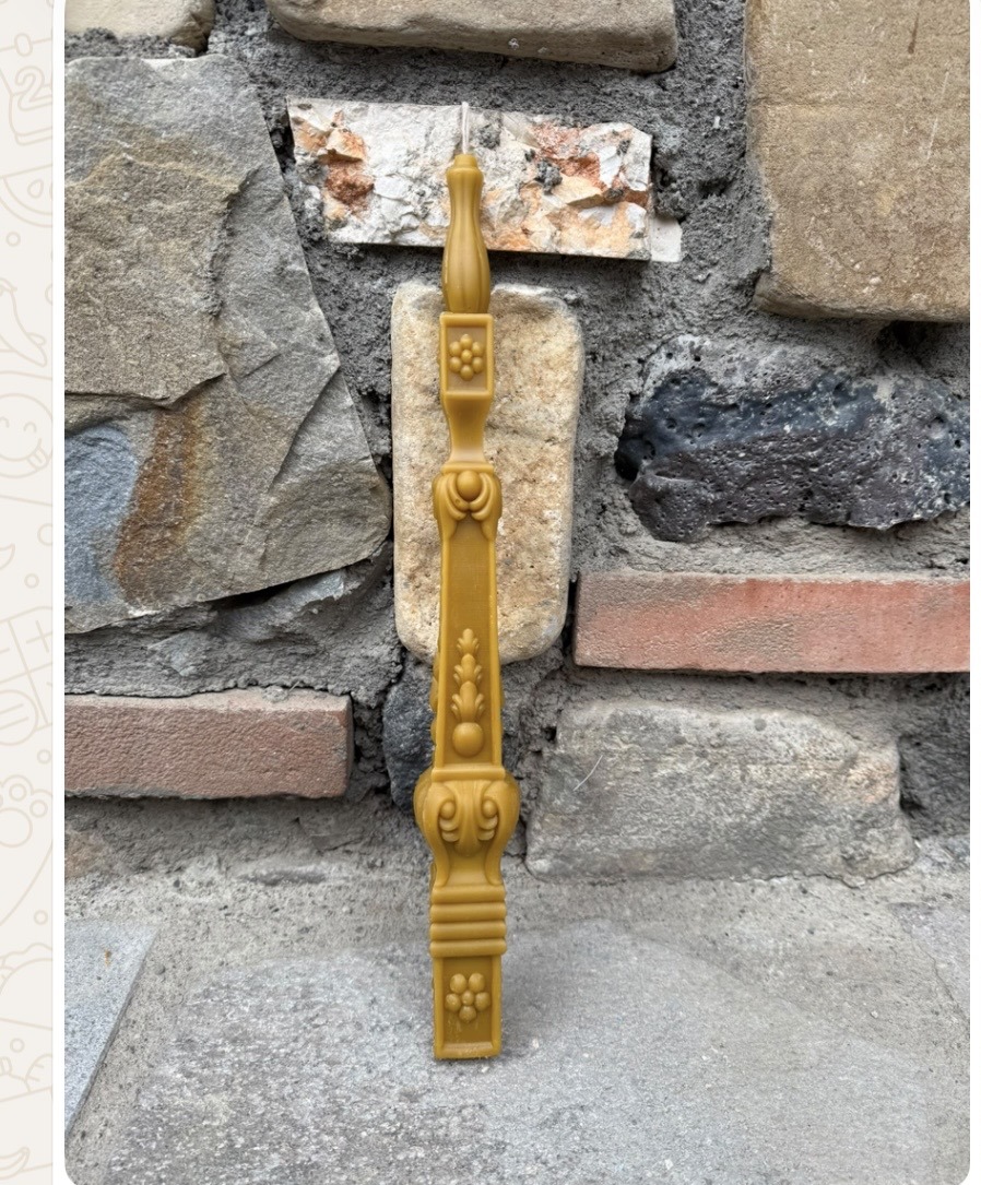 Candela decorata a torre per battesimo e matrimonio
